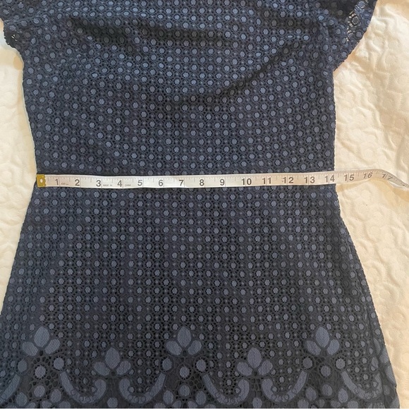 LOFT Navy Lace Short Sleeve Eyelet Dress Women’s Spring Summer Floral Blue - Picture 10 of 12